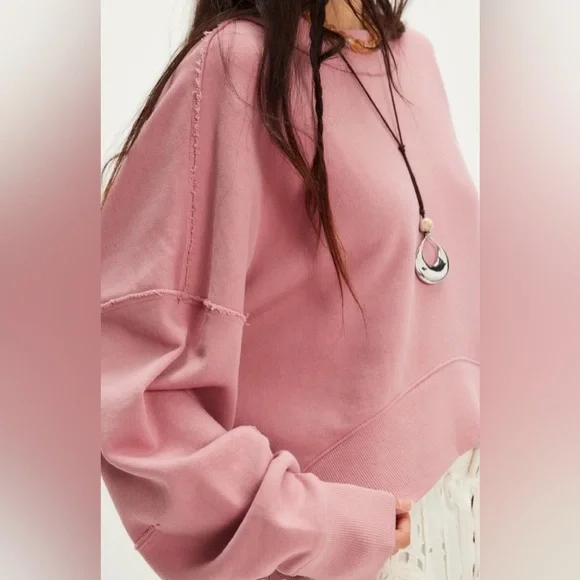 NWT FREE PEOPLE WE THE FREE HI-LO PULLOVER MAUVE BLOSSOM - Picture 4 of 4